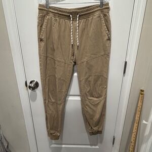 Ecko Unltd Mens Jogger Pants Khaki Tan Elastic Waist Drawstring Size Large